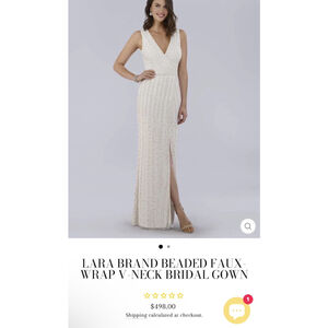 New Lara Off White Beaded Faux-Wrap V-Neck Bridal Gown Size 6